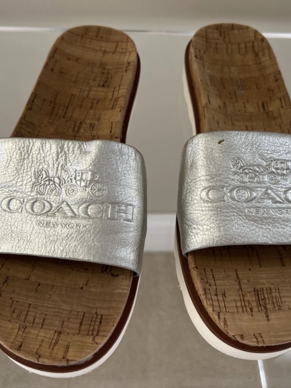 Coach Spruce Leather Slide Sandal Womnes Size 5.5